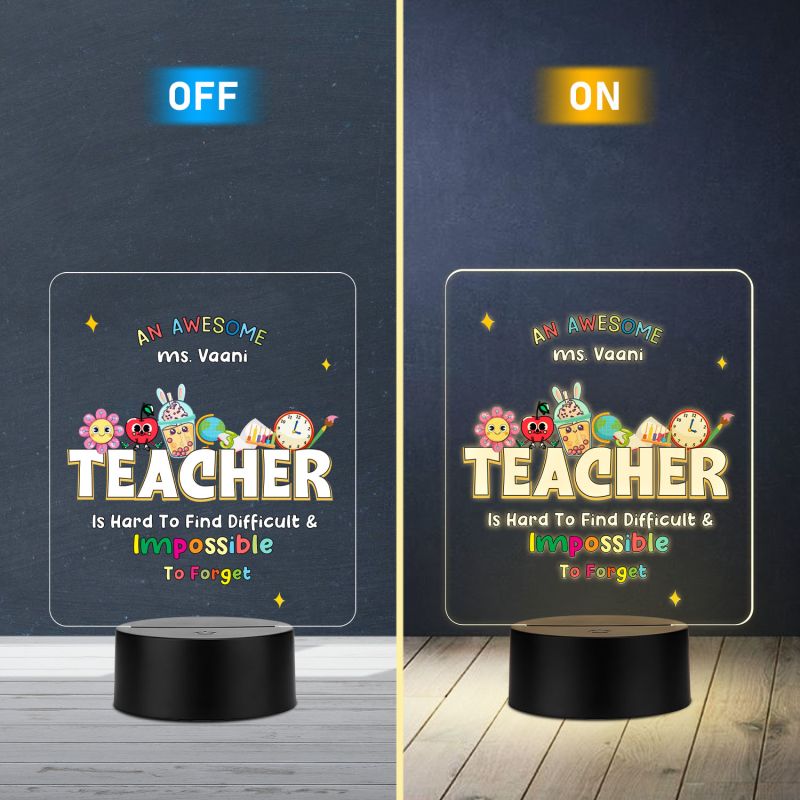 Personalized Teacher LED Night Lamp Custom with Name Birthday Gift for Teacher School Teacher Gift from Student Thank You Gifts for Teacher from Students (Warm White Light)